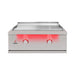 TrueFlame 30-inch built-in gas griddle with stainless steel cooking surface and illuminated LED control knobs