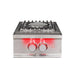 TrueFlame built-in power burner with stainless steel construction, removable wok grate, and red LED illuminated controls.