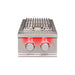 TrueFlame Double Side Burner with stainless steel construction, dual control knobs, cooking grate, and LED lighting