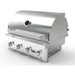 Wildfire Ember 32-inch stainless steel built-in gas grill angled view with four control knobs